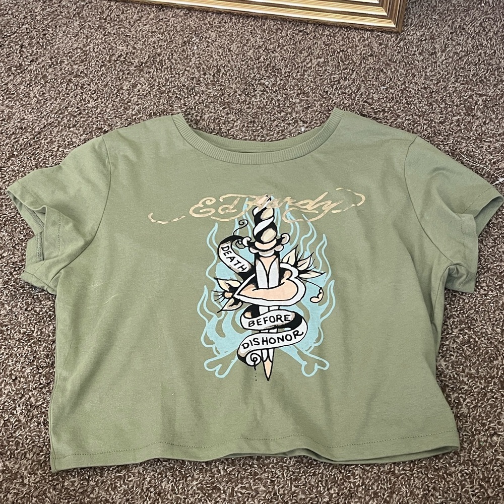 Ed Hardy Olive Green Graphic Tee